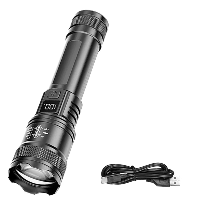 2000LM Ultra Bright P50 LED Flashlight Tactical EDC Emergency Spotlight Telescopic Zoom Handheld Torch with 14500/18650 Battery
