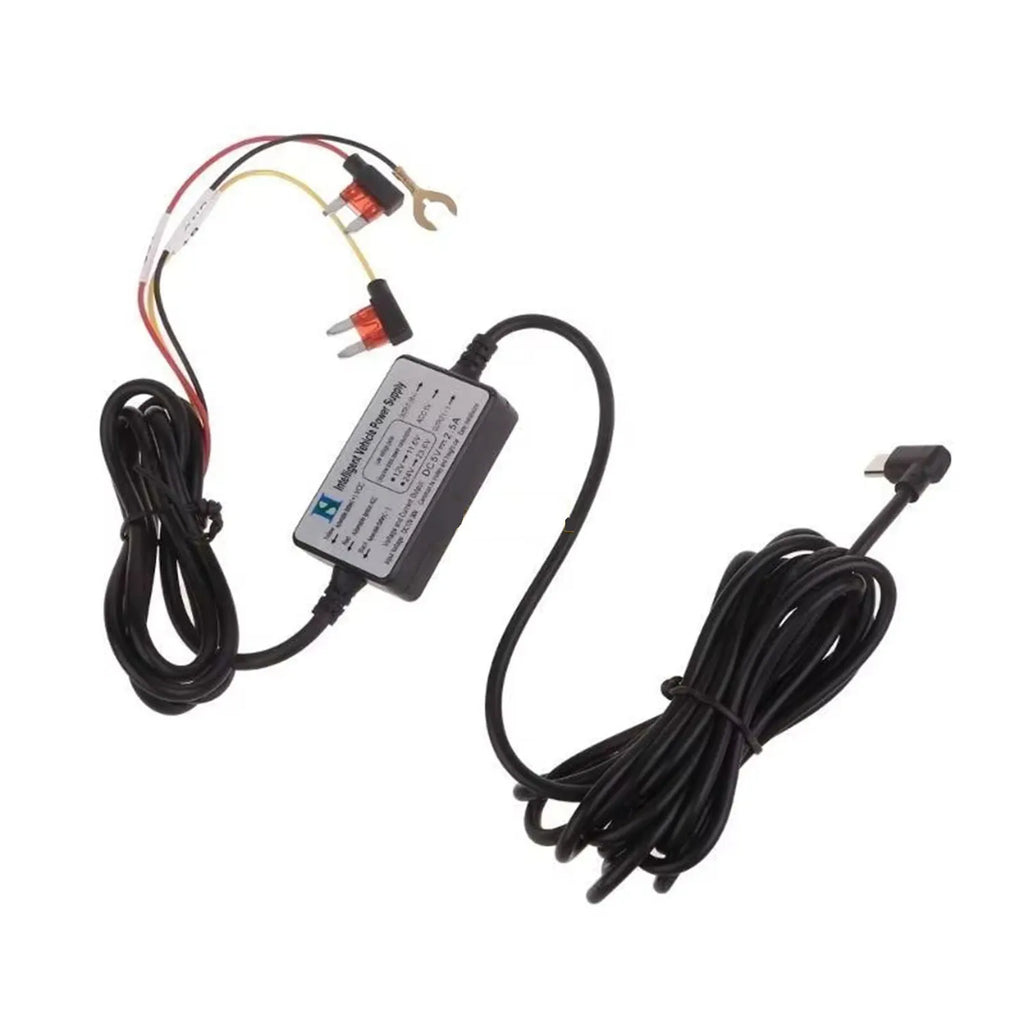 Комплет за поврзување камера за возило (12V-24V до 5V), Комплет за поврзување Type C за камера за возило со функција Acc, Осигурувачи за дополнителни потрошувачи, 24ч Паркинг