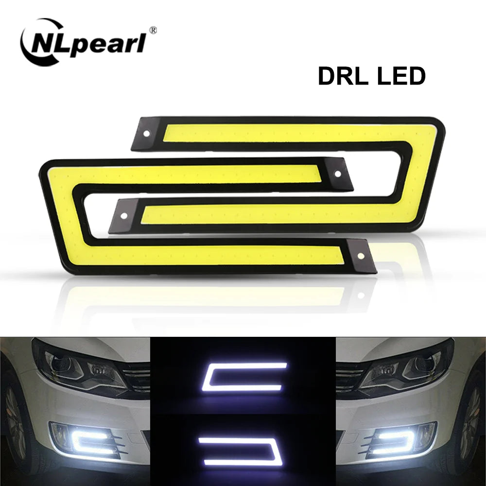 NLpearl 1 пар Автомобилски стајлинг COB LED DRL дневни светла Автоматски DC 12V светли LED DRL надворешни светла за автомобилски светла за магла при возење