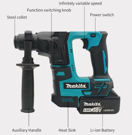 Makita бесчеткичен чекан-дупчалка 18V безжична чекан-дупчалка безжична електрична дупчалка погодна за Makita 18V батерија