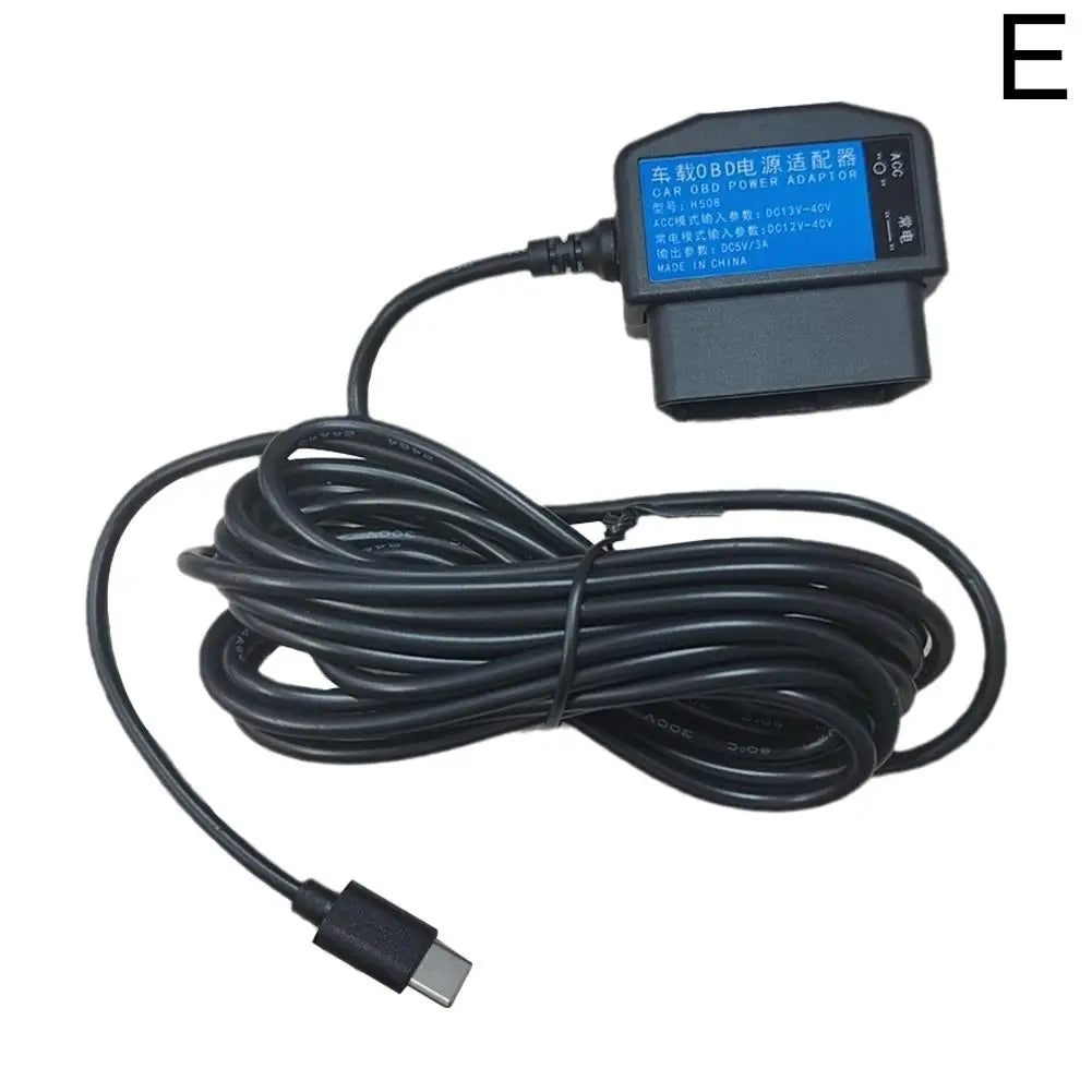 Dash Cam 24-часовен паркинг мониторинг комплет за жично поврзување OBD на USB адаптер кабел за напојување за камера на инструмент табла (Dashcam) и ретровизор рекордер со 24-часовен паркинг монитор