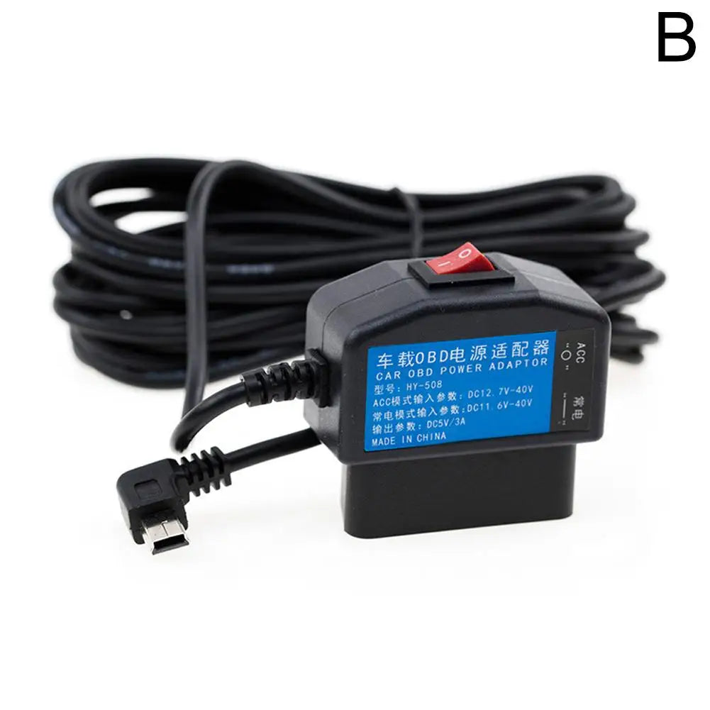 Dash Cam 24-часовен паркинг мониторинг комплет за жично поврзување OBD на USB адаптер кабел за напојување за камера на инструмент табла (Dashcam) и ретровизор рекордер со 24-часовен паркинг монитор