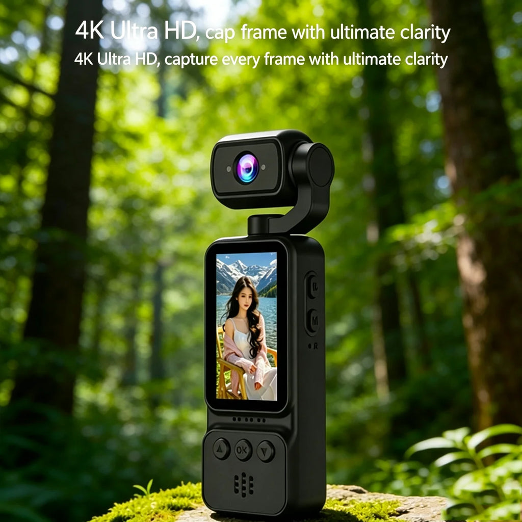 Lenovo 4K HD WiFi Pocket Camera with Night Vision Video and Audio Recording Chest-Mounted Bike Dashcam 180-Degree Rotating Lens