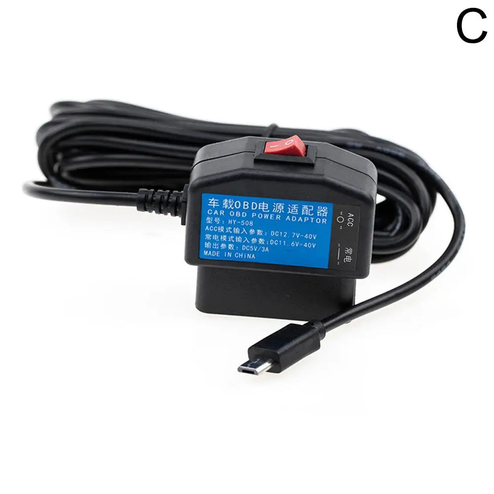 Dash Cam 24-часовен паркинг мониторинг комплет за жично поврзување OBD на USB адаптер кабел за напојување за камера на инструмент табла (Dashcam) и ретровизор рекордер со 24-часовен паркинг монитор