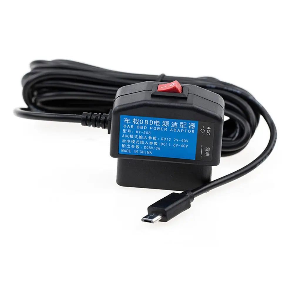 Dash Cam 24-часовен паркинг мониторинг комплет за жично поврзување OBD на USB адаптер кабел за напојување за камера на инструмент табла (Dashcam) и ретровизор рекордер со 24-часовен паркинг монитор