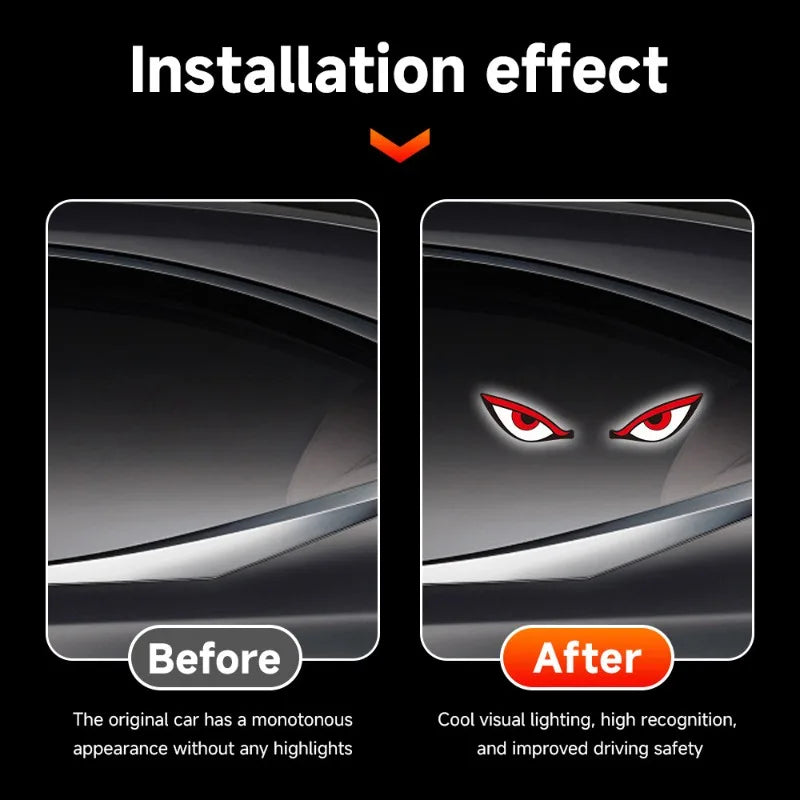 LED Solar Powered Car Lamp Devil Eye Sensors Dynamic Windshield Environmental Lights Vehicle Truck Five Modes Decorative Light