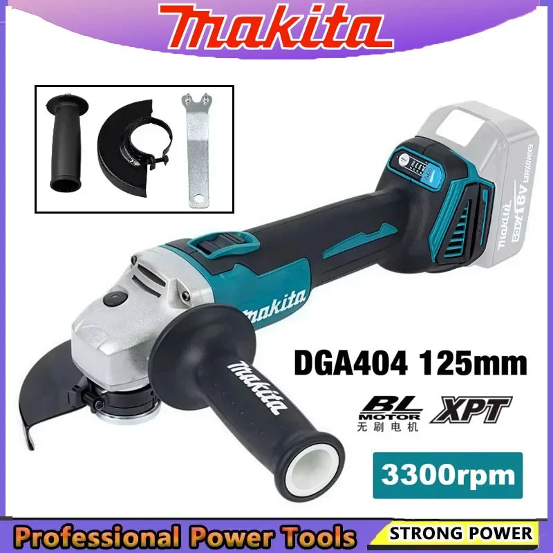 Makita DGA404 125мм/100мм безчеткаста литиумска електрична аголна брусилка, машина за сечење на полнење, полирка со висока моќност
