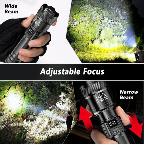 2000LM Ultra Bright P50 LED Flashlight Tactical EDC Emergency Spotlight Telescopic Zoom Handheld Torch with 14500/18650 Battery