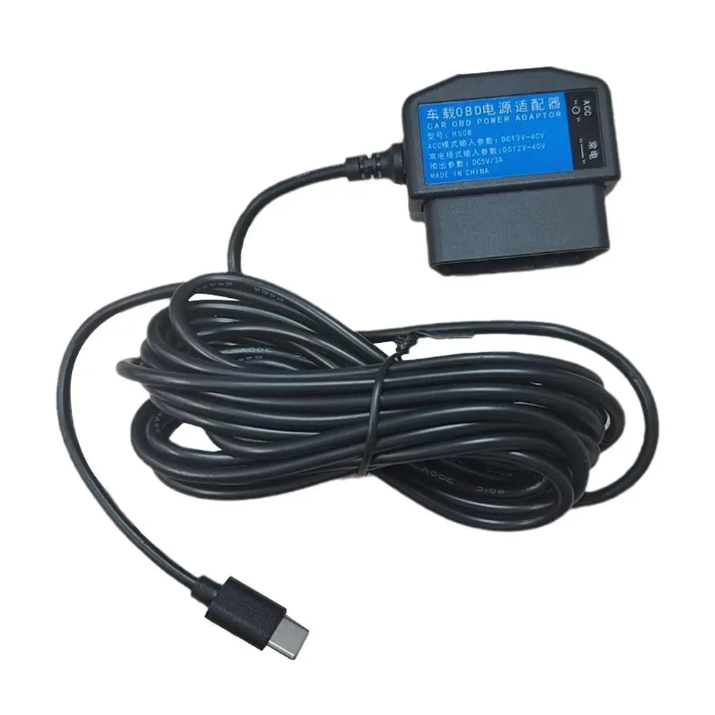 Dash Cam 24-часовен паркинг мониторинг комплет за жично поврзување OBD на USB адаптер кабел за напојување за камера на инструмент табла (Dashcam) и ретровизор рекордер со 24-часовен паркинг монитор