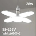 E27 LED сијалица со склоплива форма на вентилатор 28W AC220V/110V деформација за домашни плафонски светилки, магацин и гаража, бела светлина, 6500K сијалица
