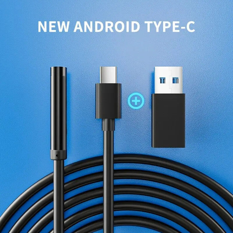 7.0ММ Ендоскопска камера TYPE-C, IP67 водоотпорна, со 6 прилагодливи LED светла, USB за Android, флексибилна инспекциска бороскоп камера за телефон и компјутер