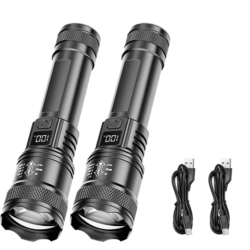 2000LM Ultra Bright P50 LED Flashlight Tactical EDC Emergency Spotlight Telescopic Zoom Handheld Torch with 14500/18650 Battery