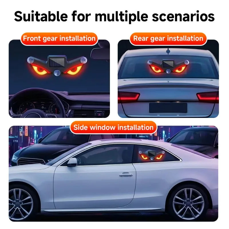 LED Solar Powered Car Lamp Devil Eye Sensors Dynamic Windshield Environmental Lights Vehicle Truck Five Modes Decorative Light