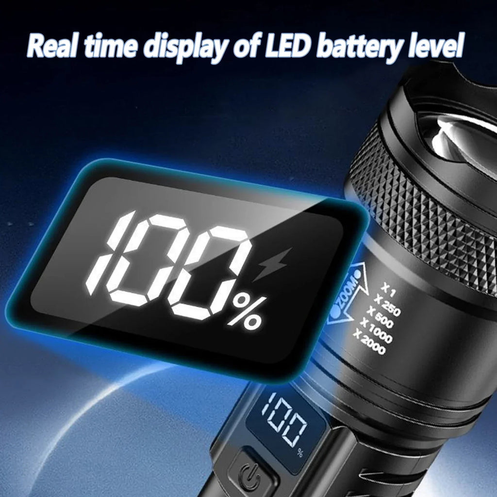 2000LM ултра силна P50 LED батериска ламба тактичка EDC итен рефлектор со телескопски зум рачна светилка со батерија 14500/18650