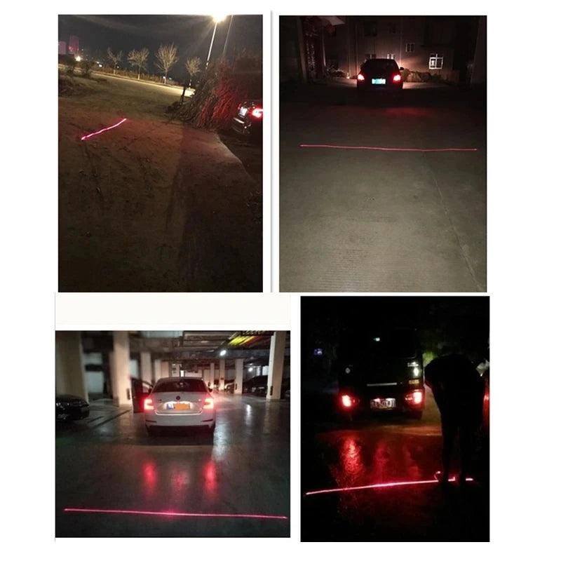 LED ласерска црвена линија за автомобили и мотоцикли против судир, задна ласерска замаглена светилка, стоп и паркинг предупредувачка светилка