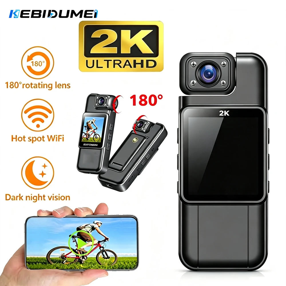 KEBIDUMEI Mini WiFi DV Camera 4K 2K 1080P HD Cam Portable Digital Video Recorder Body Cam Night Vision Bike Camcorder Sports DV
