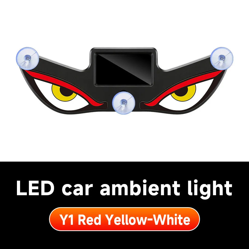 LED Solar Powered Car Lamp Devil Eye Sensors Dynamic Windshield Environmental Lights Vehicle Truck Five Modes Decorative Light