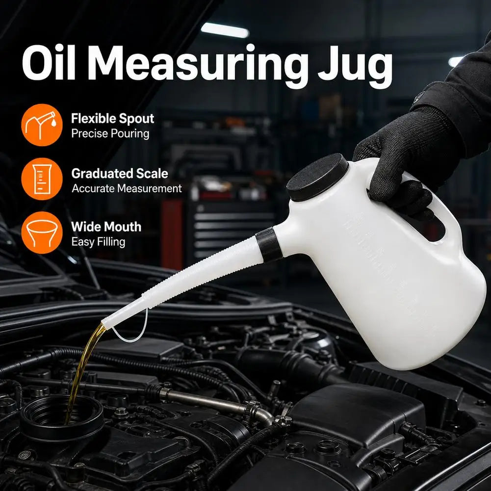 1.2L/2L/3L/4L/5L Plastic Oil Measuring Jug with Pouring Spout Oil Container Oiler Pot for Car Motorcycle Garage Repair Tools
